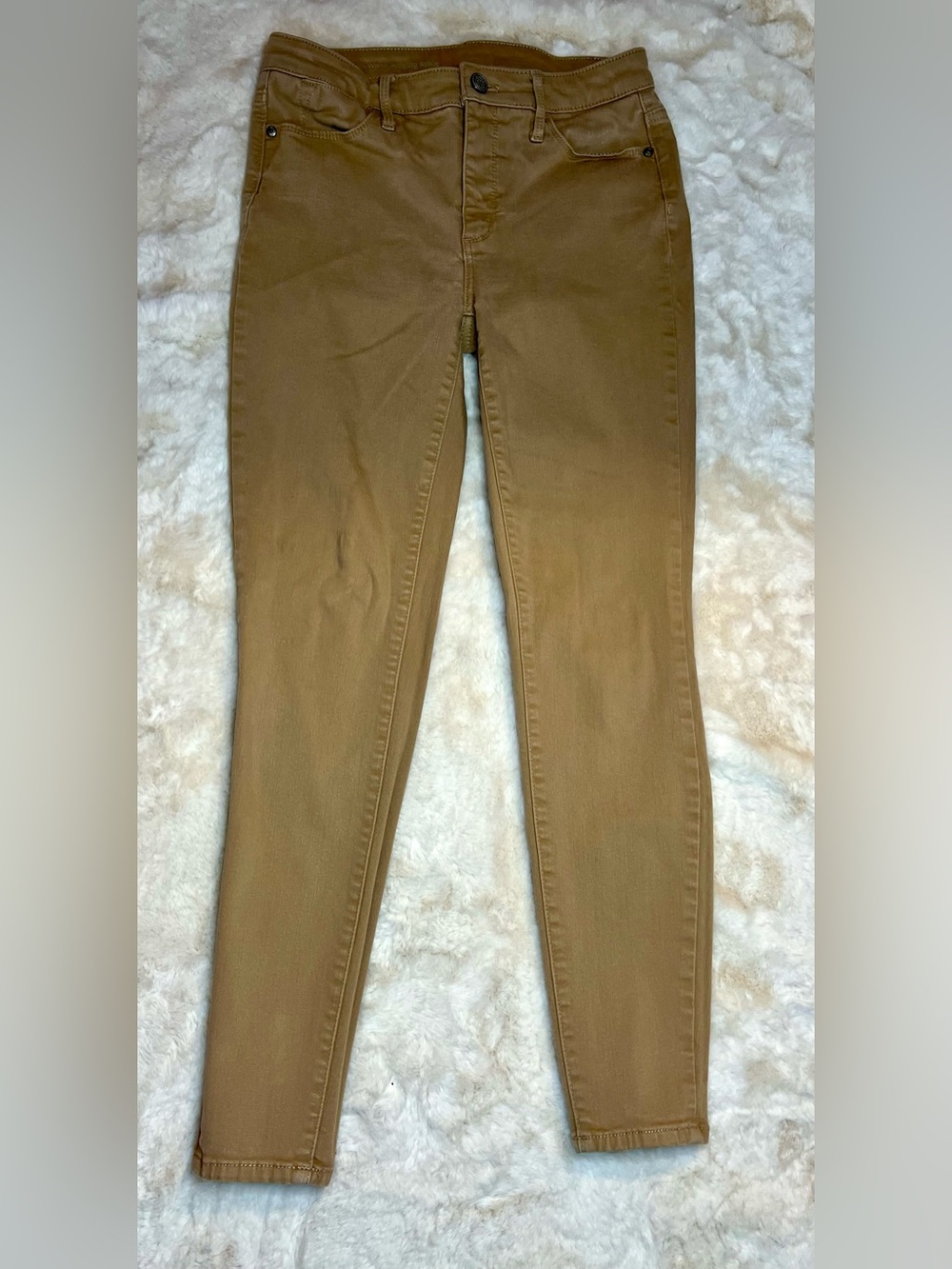 Talbots High-Waist Denim Jeggings Camel Tan Slim Skinny Ankle Pants 4